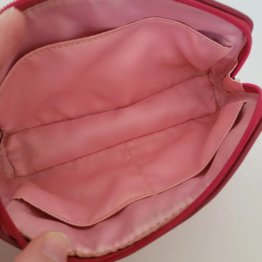 Coach Signature C Pink White Stripe Makeup Cosmetic Bag Pouch Zipper Organizer